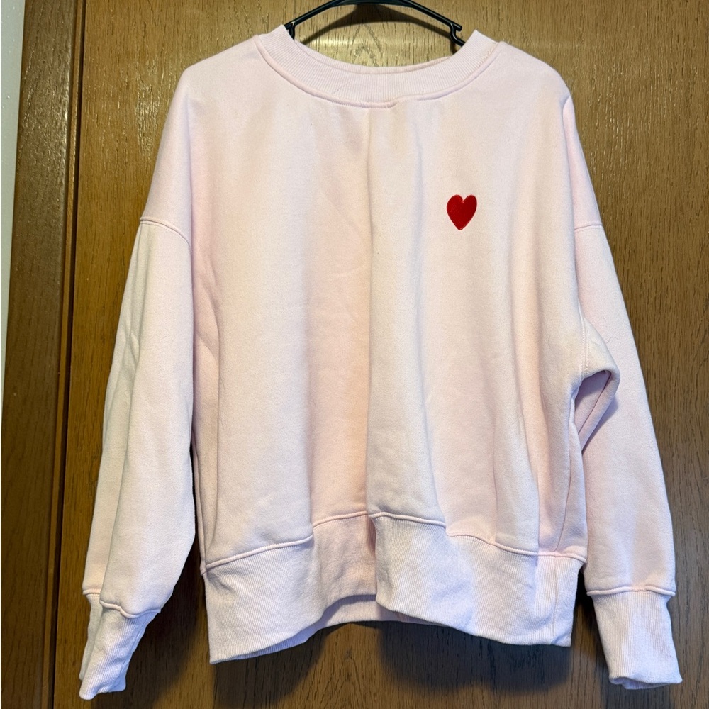 AS Revival Altard State Pink Sweatshirt with Red Heart Size Medium Crewneck